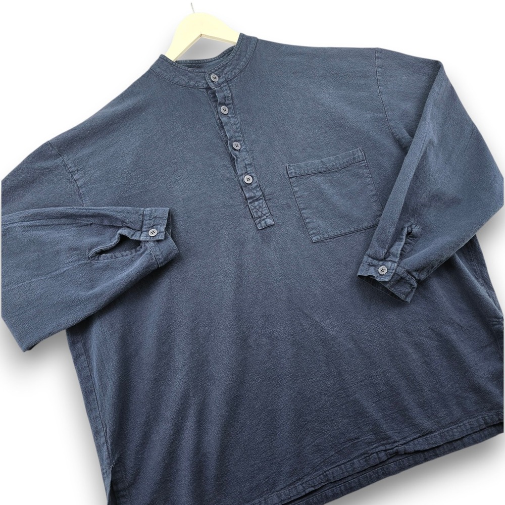 Tilley Cotton Henley Shirt Mens XXXL Blue Cotton Band Collar Long Sleeve Canada